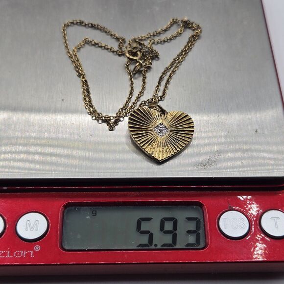 Danbury Mint Love Always Diamond Pendant Necklace 14kt Gold Plated Engraved 17" - Picture 10 of 10